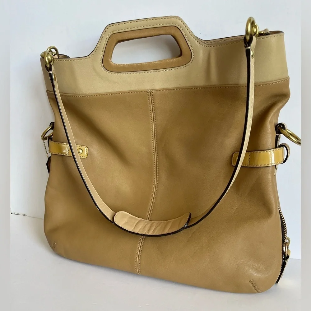 Coach Tan Leather Bonnie Foldover Convertible Bag